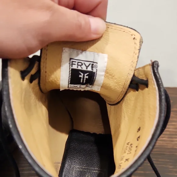 Frye Black Leather Carson Ankle Lace Up Boots Booties - Picture 11 of 12